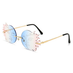 Women's Rimless Sun 'Flames' Metal Sunglasses