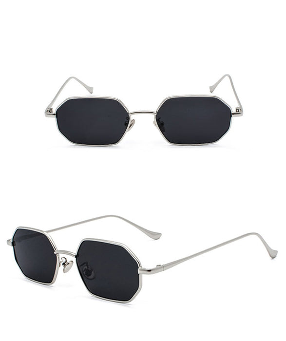 Men's Small Hexagonal 'Action' Metal Sunglasses