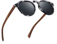 Women's Polarized Round 'Grenna' Wooden Sunglasses