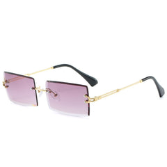 Women's Rimless Small Rectangle 'Diner Dash' Metal Sunglasses