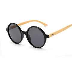 Unisex Round Plastic 'Sylvio' Wooden Sunglasses