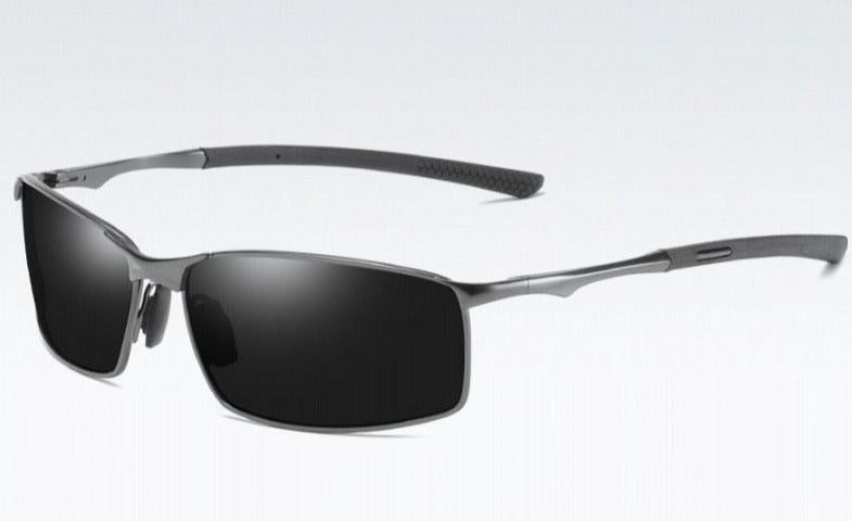 Men's Polarized Aviator Rectangle 'Captain General' Metal Sunglasses