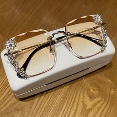 Women's Square 'Floral Eye Wear' Metal Sunglasses