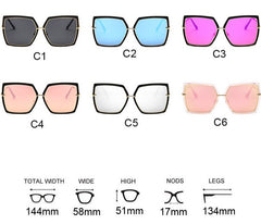 Women's Oversized Square 'Julia Smile' Plastic Sunglasses