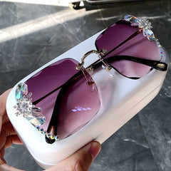 Women's Square 'Floral Eye Wear' Metal Sunglasses