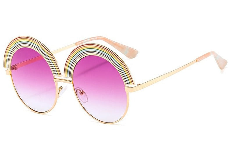 Women's Oversized Round  'Studio 54' Metal Sunglasses