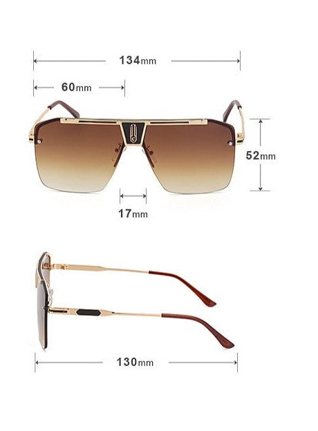 Men's Oversized Square 'Road House' Metal Sunglasses