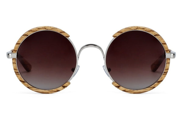 Men's Round Polarized 'Echelon' Wooden Sunglasses