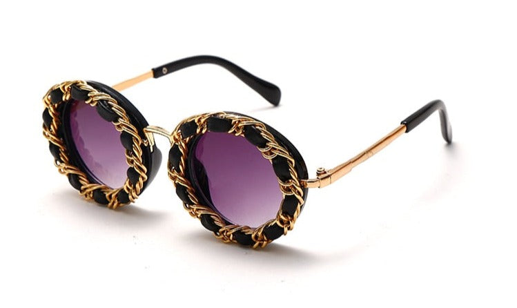 Women's Vintage Round 'Lady Brown' Metal Sunglasses