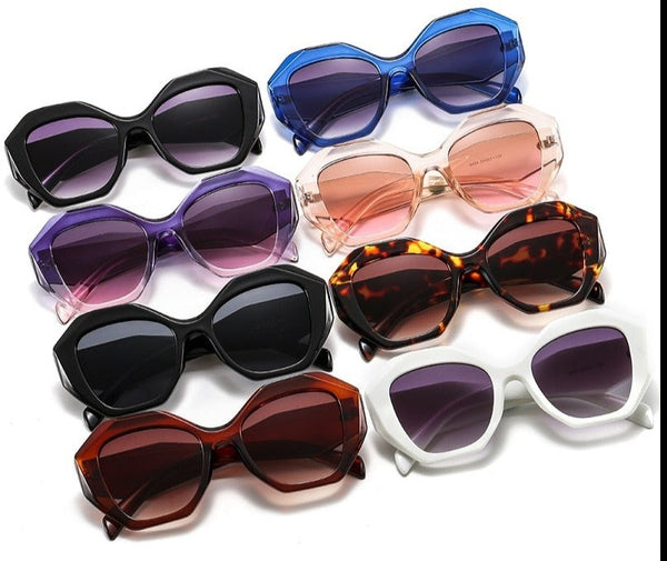 Women's Hexagon Gradient 'Midnight Shadow' Plastic Sunglasses