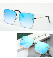 Women's Oversize Rimless 'Faze' Square Metal Sunglasses