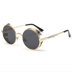 Men's Round Classic 'Steampunk' Plastic Sunglasses