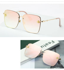 Women's Oversize Rimless 'Faze' Square Metal Sunglasses