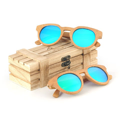 Men's Stylish Square Polarized 'Marble' Wooden Bamboo Sunglasses