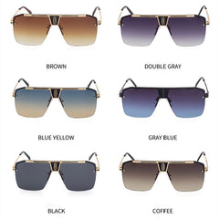 Men's Oversized Square 'Road House' Metal Sunglasses