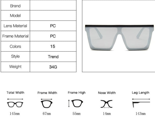 Women's  Oversized Square 'Trappy' Plastic Sunglasses