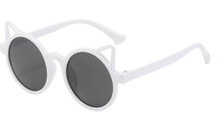 Kid's Girls Round 'White Cat' Plastic Sunglasses