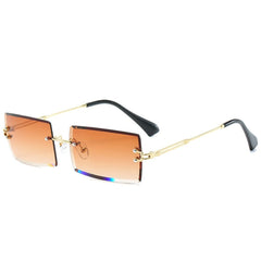 Women's Rimless Small Rectangle 'Diner Dash' Metal Sunglasses