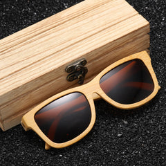 Men's Natural Wooden Bamboo 'Higher' Oval Sunglasses