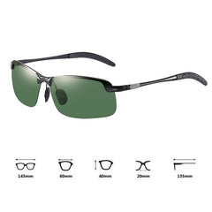 Men's Polarized Rectangular 'Tour' Metal Sunglasses