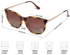 Women's Square Polarized 'Hookie' Metal Sunglasses