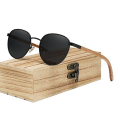 Unisex Polarized Round 'Fire' Handmade Wooden Sunglasses