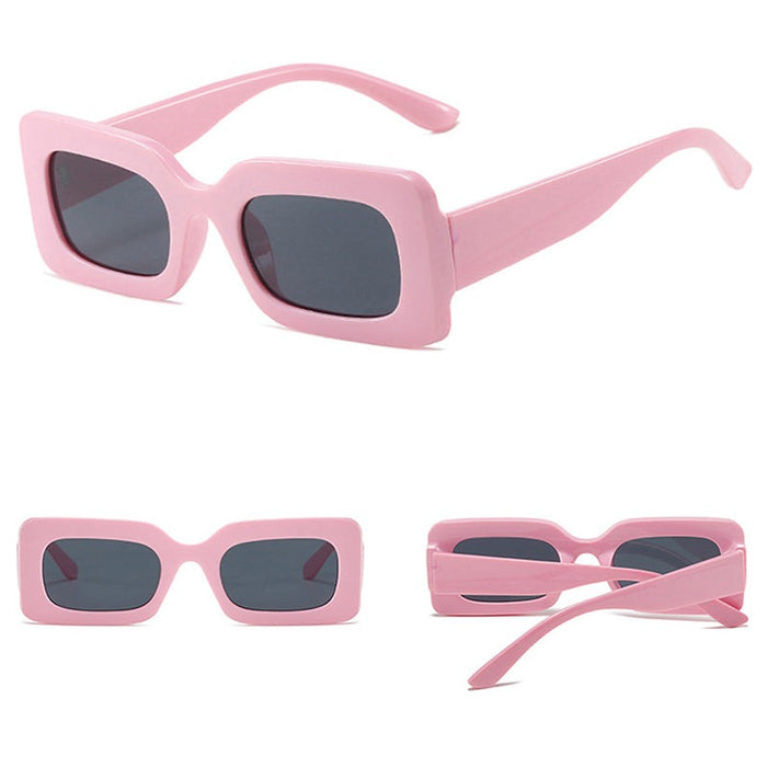 Women's Vintage 'Pink Black' Rectangular Sunglasses