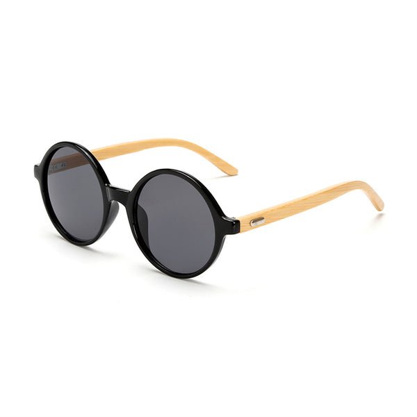 Unisex Round Plastic 'Sylvio' Wooden Sunglasses