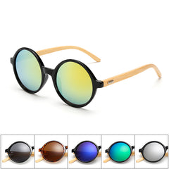 Unisex Round Plastic 'Sylvio' Wooden Sunglasses