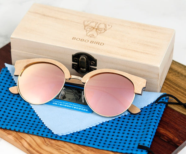 Unisex Polarized Round 'Headster' Wooden Sunglasses