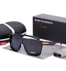 Men's Oversized Polarized Rectangle 'Cristiano' Plastic and Titanium Sunglasses