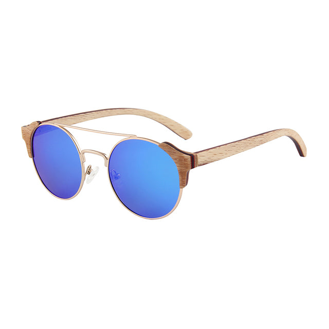 Men's Vintage Round 'David' Wooden Bamboo Sunglasses