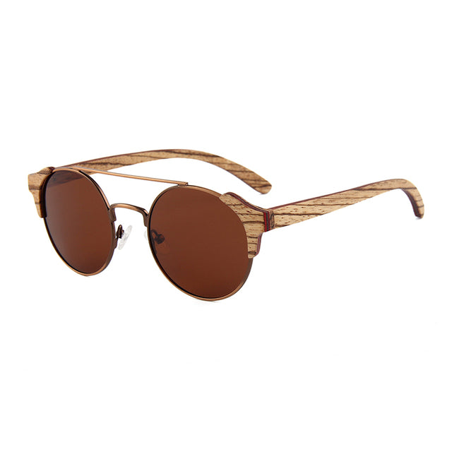 Men's Vintage Round 'David' Wooden Bamboo Sunglasses
