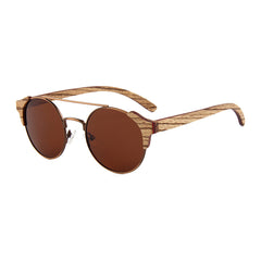 Men's Vintage Round 'David' Wooden Bamboo Sunglasses