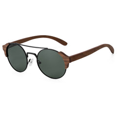 Men's Vintage Round 'David' Wooden Bamboo Sunglasses