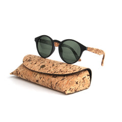 Men's Round Polarized 'Carlow' Wooden Sunglasses