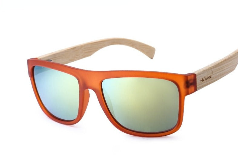 Men's Bamboo Rectangle 'Hugo Green' Wooden Sunglasses
