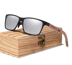 Men's Square Polarized 'Blue Sky' Wooden Sunglasses