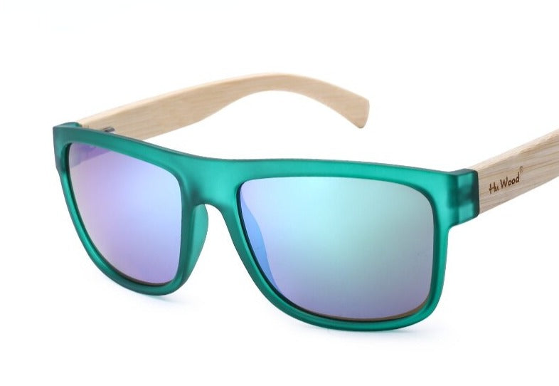 Men's Bamboo Rectangle 'Hugo Green' Wooden Sunglasses