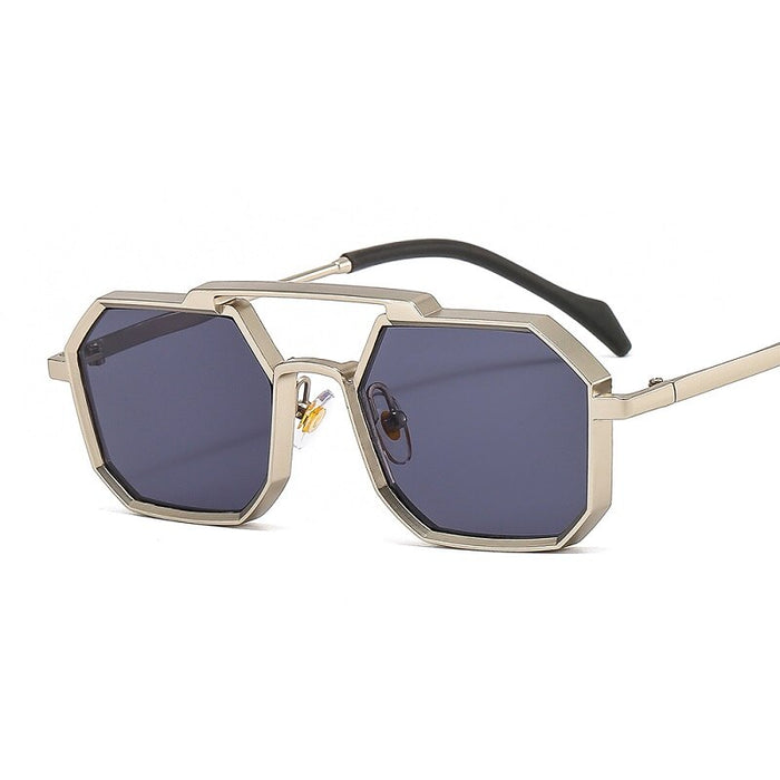 Men's Hexagonal 'Rich Guy' Metal Sunglasses