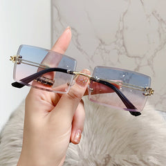 Women's Rimless '90's Vibes' Rectangle Sunglasses