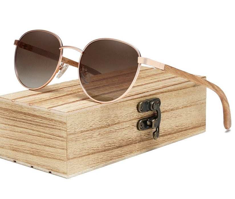 Men's Polarized Round 'Zoho' Wooden Sunglasses