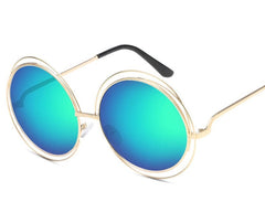 Women's Retro Oversized Round 'Diva Glaze' Plastic Sunglasses