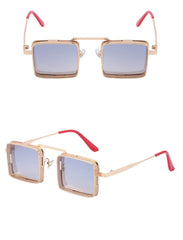 Unisex Trendy Square Steampunk 'Wild Stylish' Metal Sunglasses