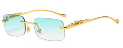 Women's Rimless Rectangle  'Aberr' Metal Sunglasses