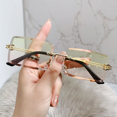 Women's Rimless '90's Vibes' Rectangle Sunglasses