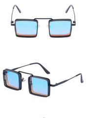 Unisex Trendy Square Steampunk 'Wild Stylish' Metal Sunglasses