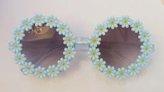 Kid's Girls Round  'White Sun Flower' Plastic Sunglasses