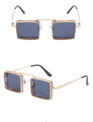 Unisex Trendy Square Steampunk 'Wild Stylish' Metal Sunglasses