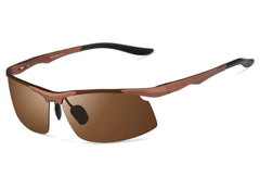 Men's Polarized Rimless Rectangle 'The Brown 202' Metal Sunglasses